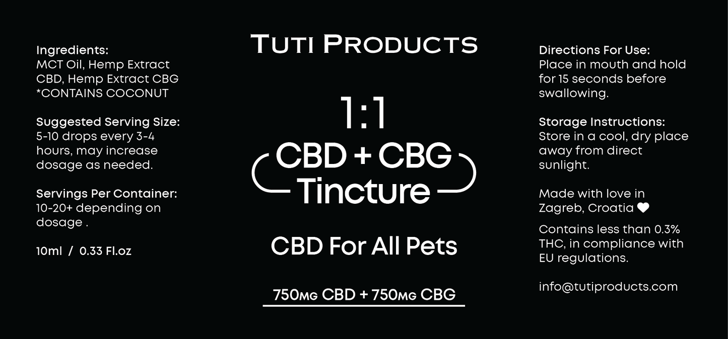 CBD 750mg + CBG 750mg Tincture "For All Pets"